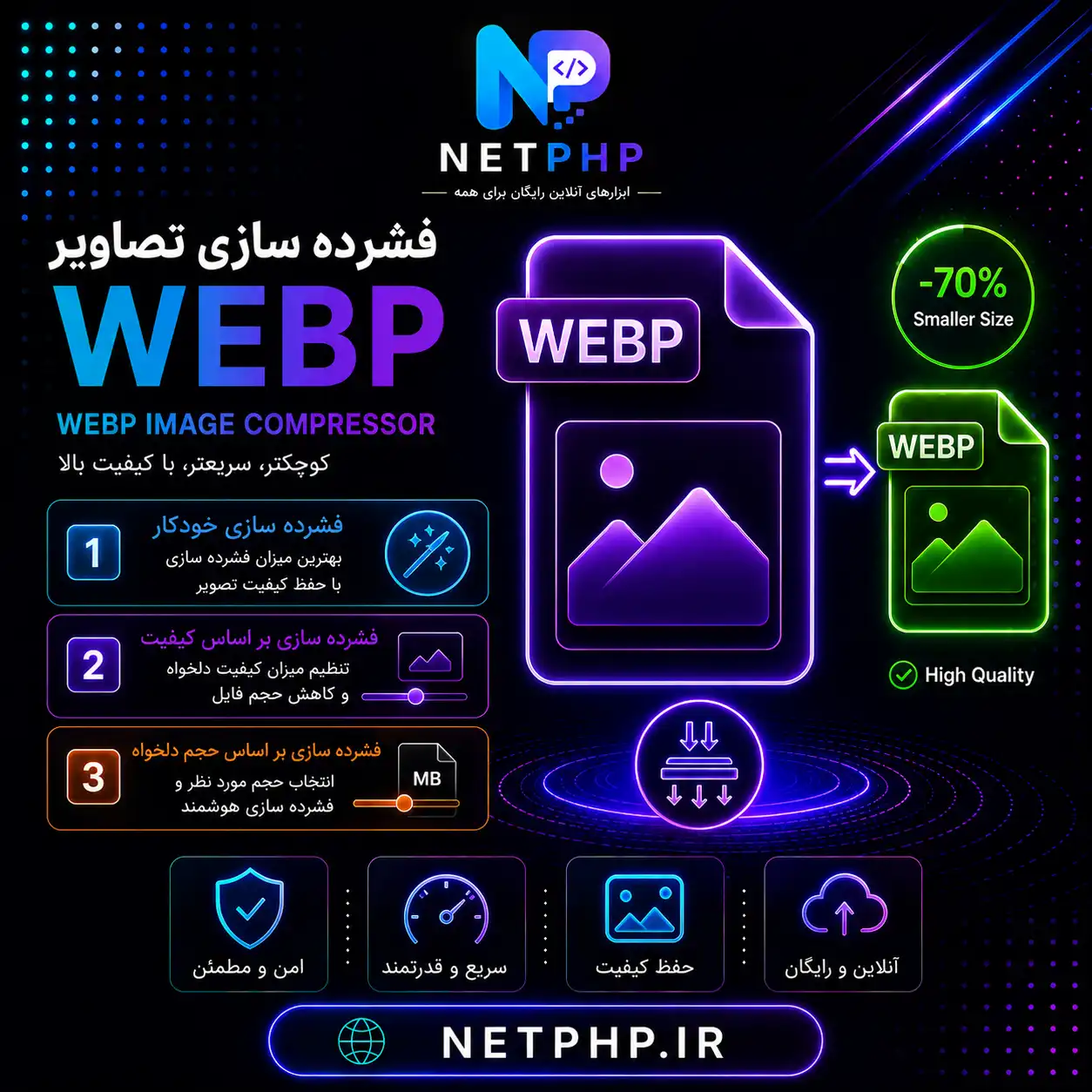 کاهش آنلاین و فشرده کردن تصاویر webp