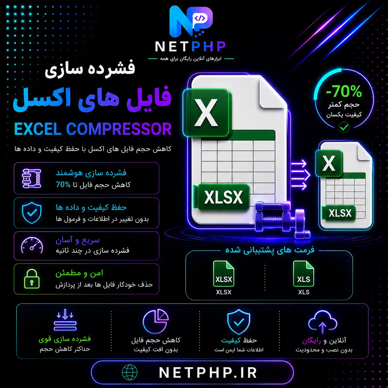 ابزار آنلاین و رایگان فشرده سازی فایل اکسل